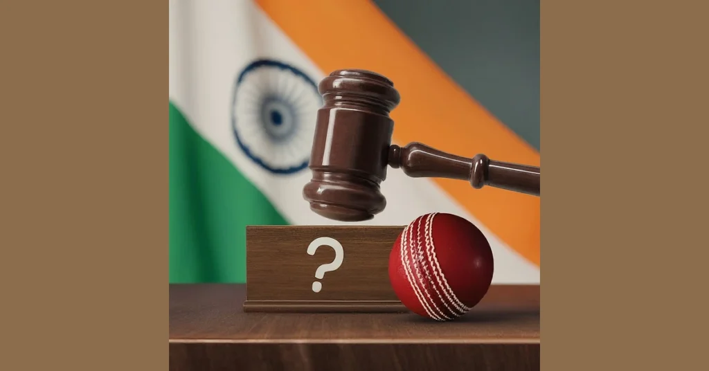 Is Online Cricket Betting Legal in India a ball is on the table with a background of indian flag