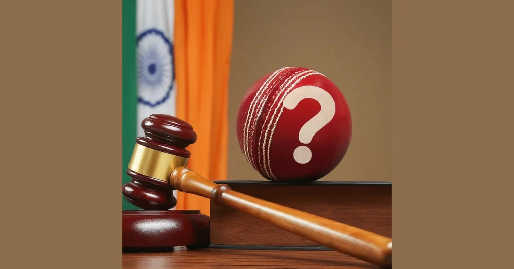 court hammar and ball on the table with a background of indian flag showing the legality of online gambling