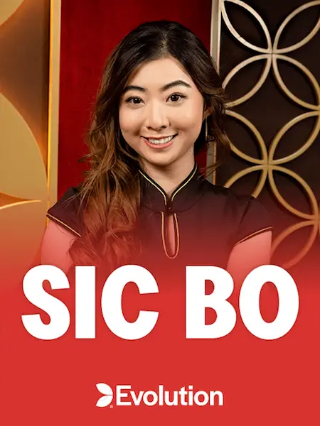 Sic Bo logo displayed prominently on a vibrant red background, emphasizing the game's energetic appeal