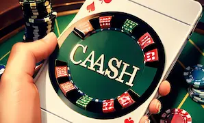 A hand holding a card inscribed with the word "cash," symbolizing monetary value