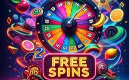 A vibrant wheel of fortune displaying free spins, inviting players to try their luck and win exciting prizes.