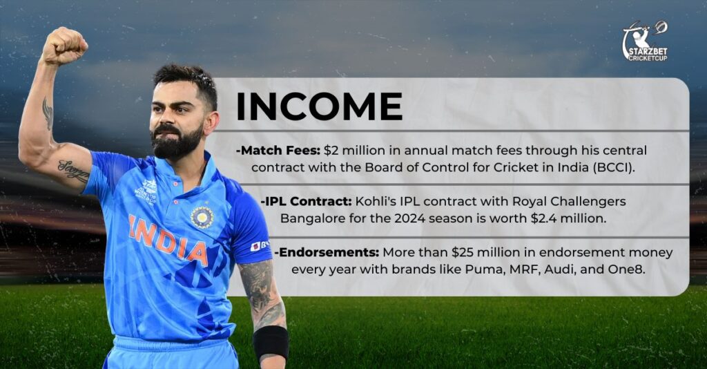 Visual representation of the Indian cricket team's earnings, featuring the world's top-earning cricketer